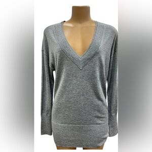 Small White House Black Market Women's Gray Deep V-Neck Sweater
